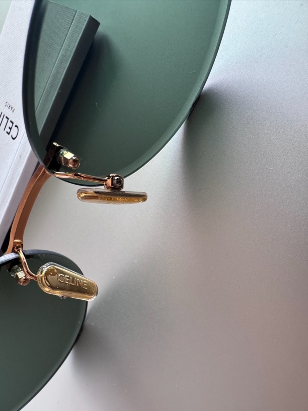 Celine Oval Sunglasses in Dark Green and Gold - Picture 7 of 14